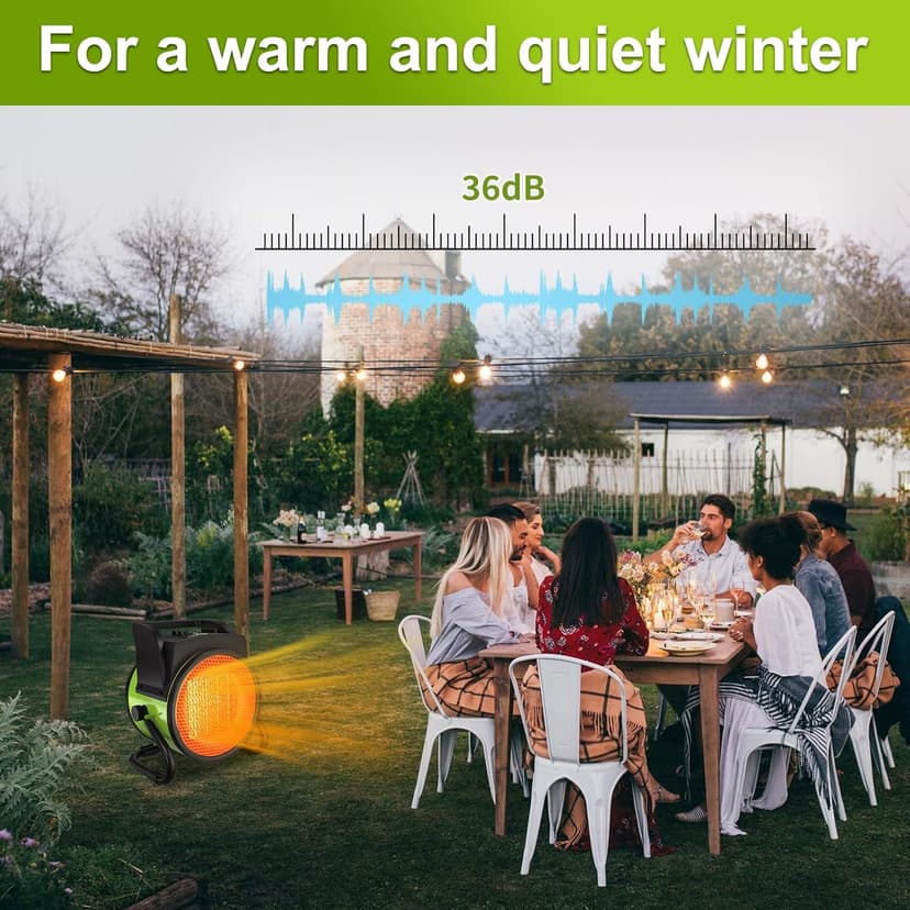 1500W Portable Outdoor Heater - Portable Space Heater with Overheat Protection & 3S Fast Heating, Electric Garage Heaters for Patio, Garage, Bedroom, Office