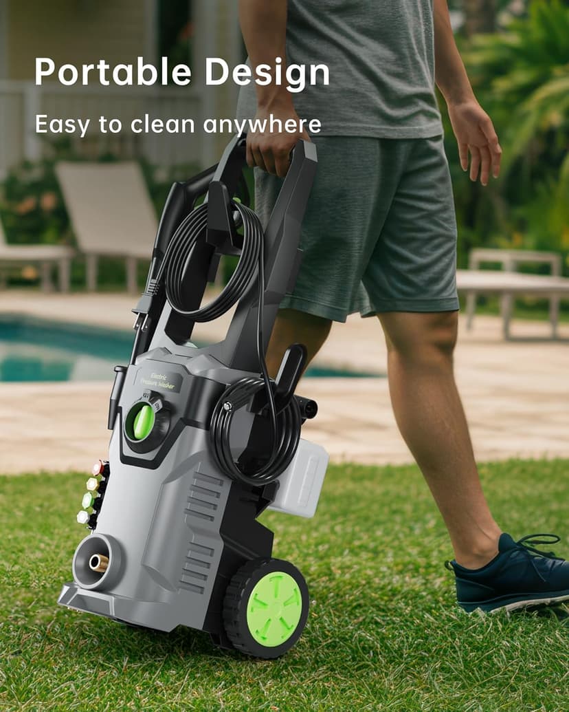 Pressure Washer, 4800PSI 3.0 GPM Max Electric Power Washer with Foam Cannon 48FT Total Long High Pressure Washer for Cars, Fences, Patios, Decks, Patios and Driveway Powerwasher
