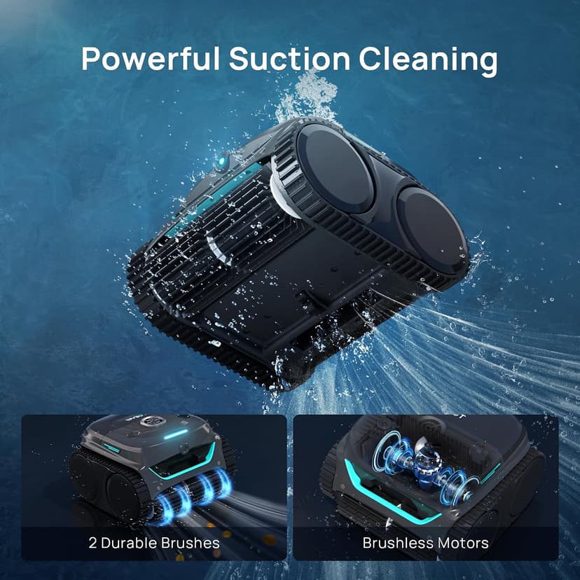 (2025 New) WYBOT C2 Vision Robotic Pool Vacuum with AI Camera, Ultra-Fine Filtration Pool Cleaners for Inground Pools, Comprehensive 8 Mode, Wall Climbing, Brushless Motor, Smart Navigation, Gray