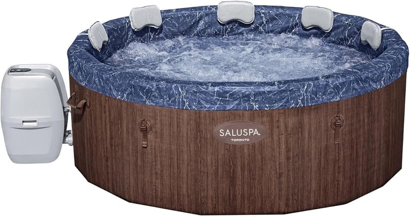 Bestway SaluSpa Toronto Smart AirJet Plus Hot Tub with App Control, 7 Person Capacity, Pool Cover, Spa Pump, 5 Pillows, and Repair Patch, Brown