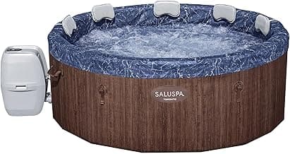 Bestway SaluSpa Toronto Smart AirJet Plus Hot Tub with App Control, 7 Person Capacity, Pool Cover, Spa Pump, 5 Pillows, and Repair Patch, Brown