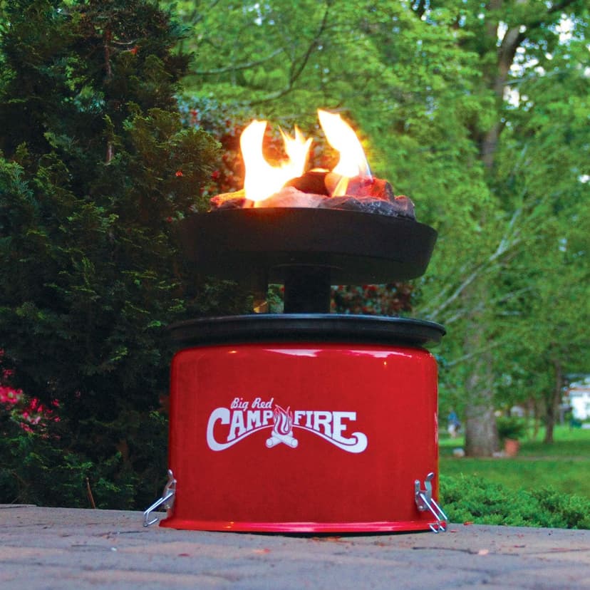 Camco 13.25 Inch Big Red Campfire Compact Outdoor Portable Tabletop Propane Heater Fire Pit Bowl for Camping, Tailgating, and Patios, Red