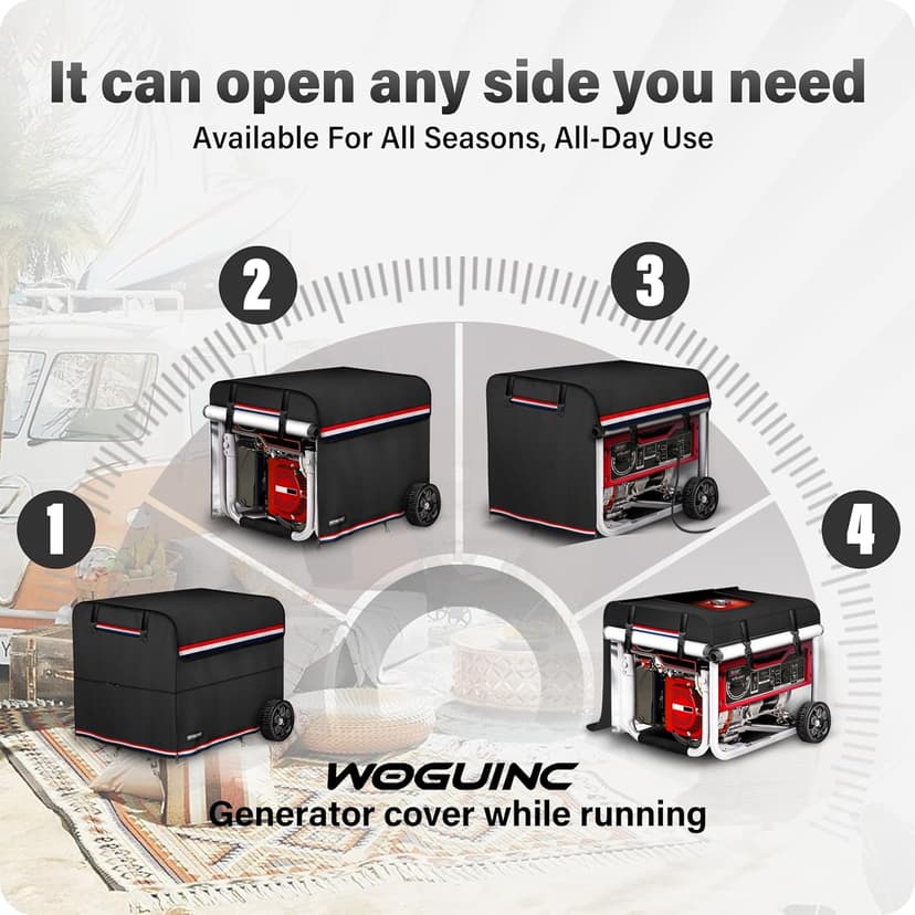 900D+210D Thickened Generator Cover. Top can be Opened to Add Fuel. 32x24x24 Inches. All-round protection. Black.