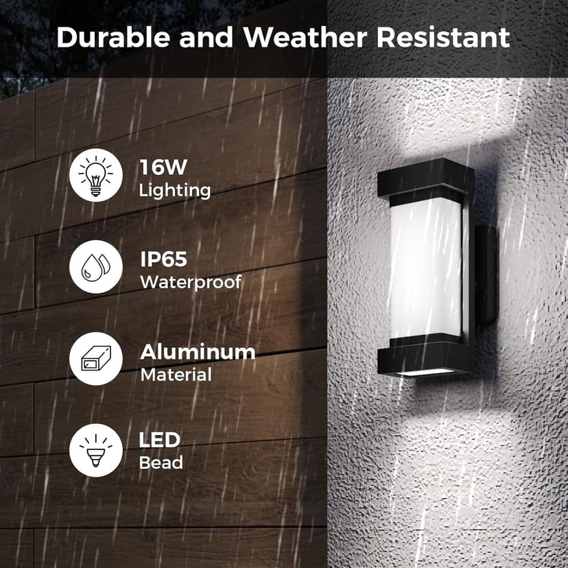 XMCOSY+ Outdoor Wall Lights, 2100LM Smart LED Porch Lights Outdoor, RGBCW Exterior Lighting Sconce, Wi-Fi Control, Compatible with Alexa, IP65 Waterproof, 2 Pack