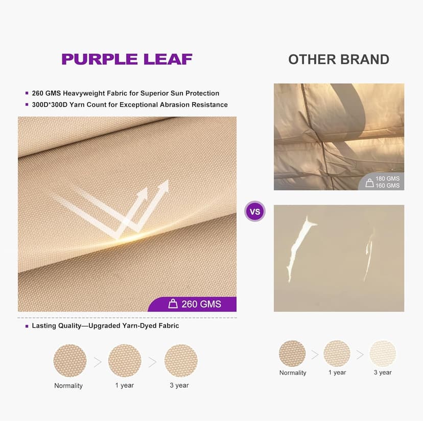 PURPLE LEAF 10' X 12' Outdoor Retractable Pergola with Sun Shade Canopy Patio Metal Shelter for Garden Porch Beach Pavilion Grill Gazebo Modern Yard Grape Trellis Pergola, Beige