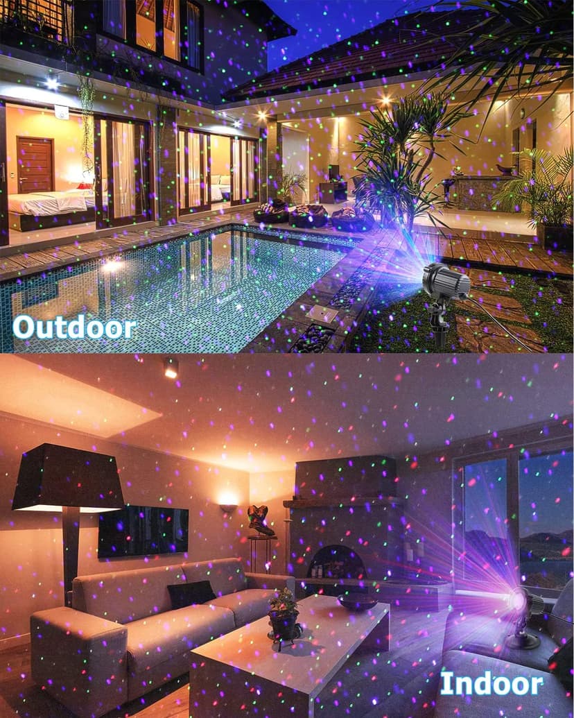 Laser Christmas Lights,Outdoor Garden Laser Lights Projector, Motion Star 3 Color Red Green Blue,Water Proof,Suitable for Outdoor Garden Decorative
