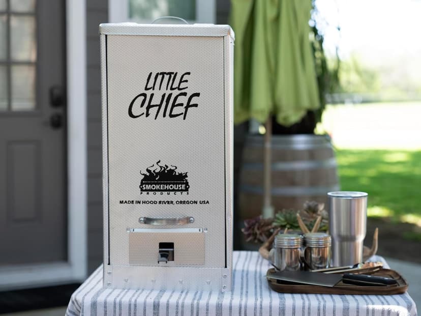 Smokehouse Little Chief Front Load Smoker, Low to Mid Temperature Smoker for Fish, Sausage, Cheese, & Other meats, Smoke Up to 25 Pounds of Meat & Fish