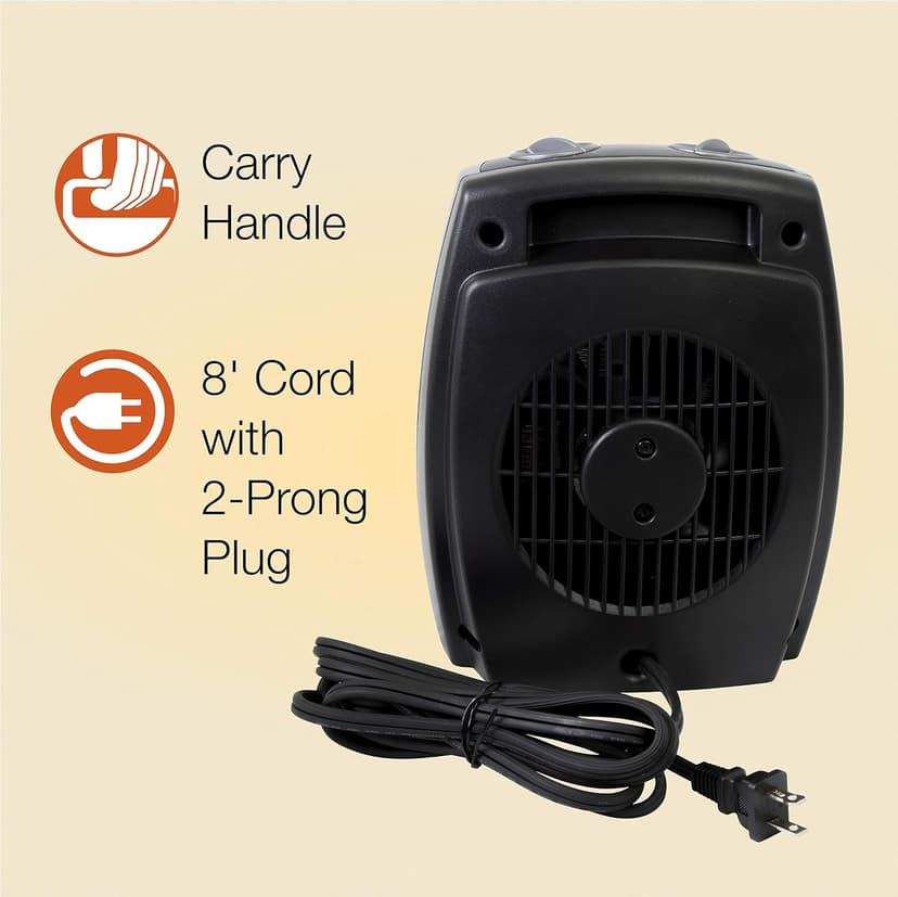 Lasko Portable Indoor Electric Ceramic Space Heater with Tip-Over Safety Switch, Overheat Protection, Thermostat and Extra Long Cord, 2 Speeds, Safe for Home, 9.2 Inches, Dark Gray, 1500W, 754201