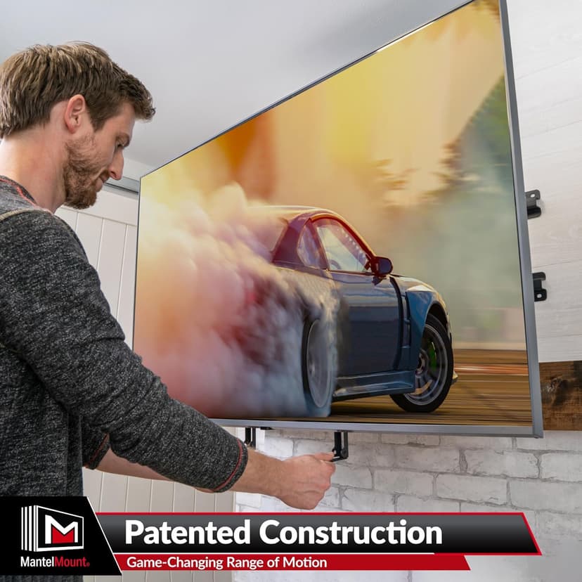 MantelMount- MM340 Above Fireplace Pull Down TV Mount- Televisions 44" to 80" Up to 90 lbs - Safe Auto-Adjusting TV Mounts - Patented Motion Stops, Handles, Balancing Technology - Superior Steel