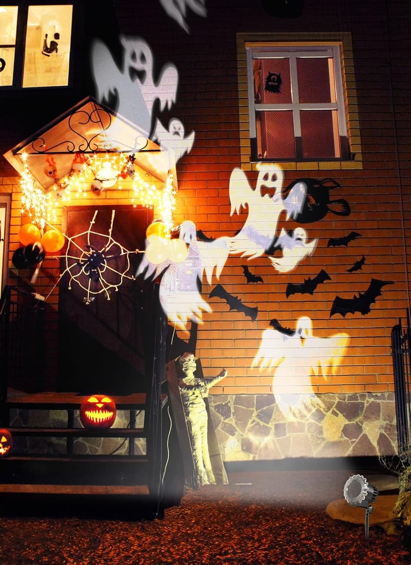 Minetom Halloween Projector Lights Outdoor, Rotating Ghost Projector Halloween, Waterproof Halloween Light Projector Landscape Lights for Outdoor Indoor, Yard, Patio, Garden, Party Decor