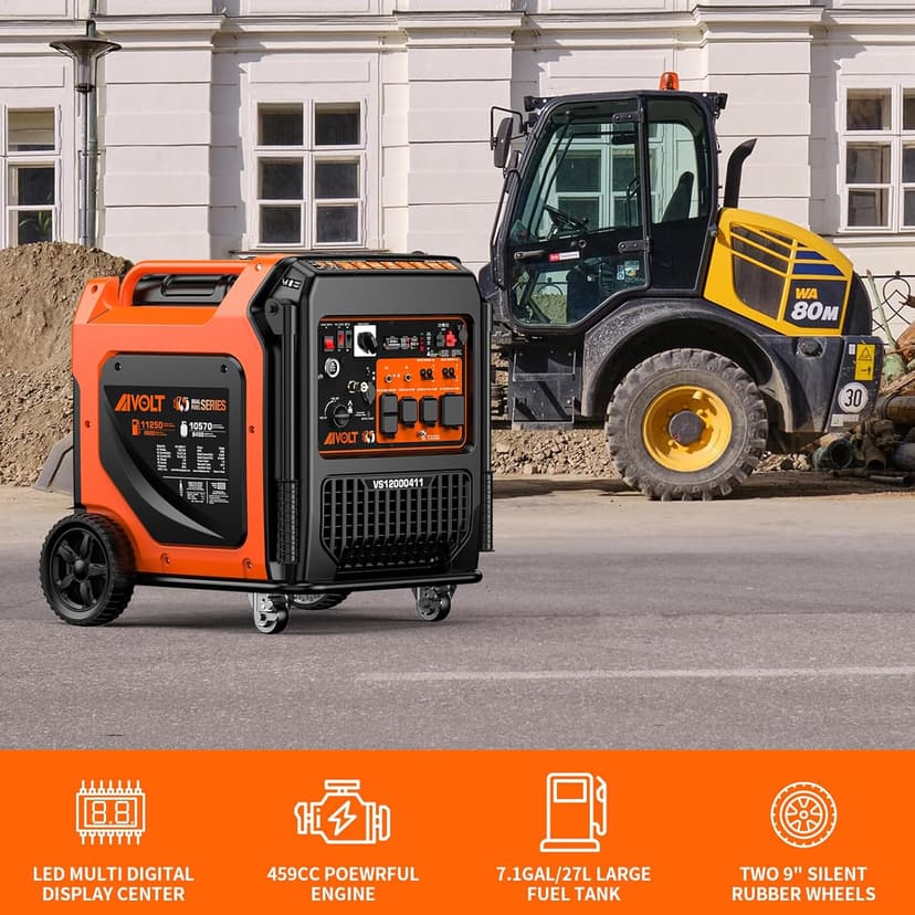 AIVOLT 11250 Wattages Dual Fuel Portable Inverter Generator Super Quiet Gas Propane Powered Remote/Electric Start Outdoor Generator ATS Ready for Home Back Up Food Truck, 50 State Approved