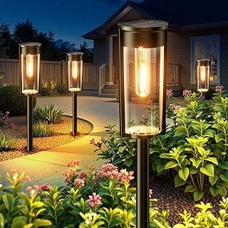 LETMY Solar Pathway Lights Outdoor, Upgraded 8 Pack Solar Lights Outdoor, IP65 Waterproof Auto On/Off Solar Landscape Path Lights Outdoor Solar Lights for Yard Outside Garden Lawn Walkway Driveway