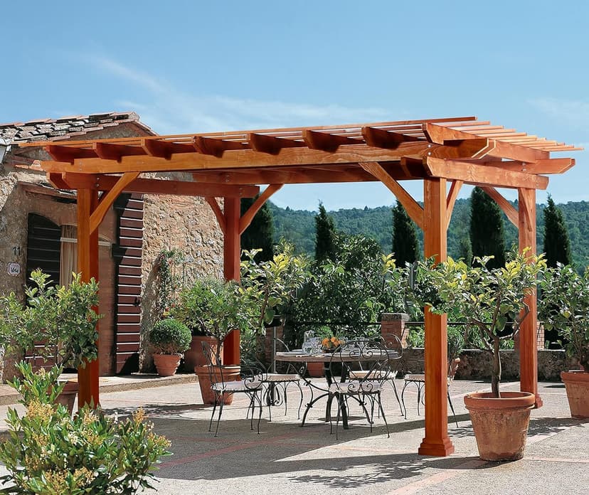 U-MAX Wood Pergola 12'x10' Wood Gazebo with Durability, Stability, Structure, Snow and Wind Supported,Mirador Outdoor Pergola for Patio Deck Garden Backyard and Patio