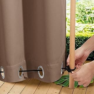 NICETOWN 2 Panels Weighted Blackout Curtains Patio Waterproof Outdoor Curtains, Thermal Insulated Top & Bottom Grommet & Back Tab Wind-Break Drapes Privacy for Pergola, W52 by L84, Tan-Khaki