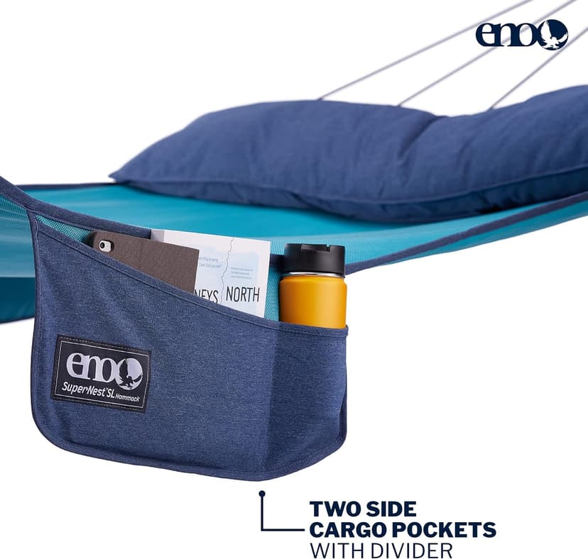 ENO SuperNest SL Hammock - 1 to 2 Person Backyard Hammock - Outdoor Patio Furniture for Backyard, Lawn, or Balcony - Coastal Blue