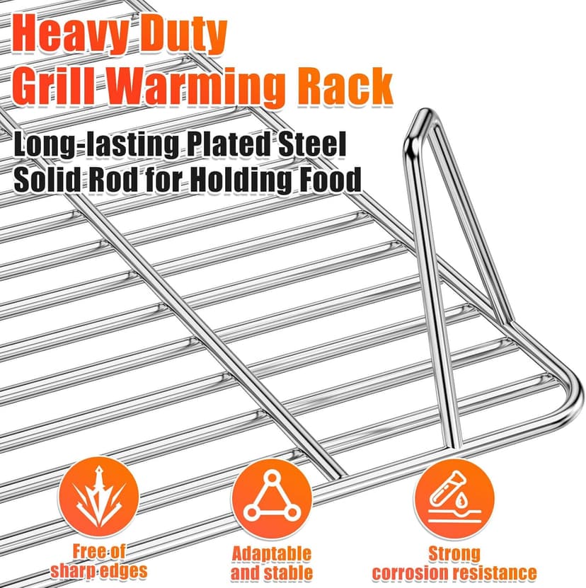 GRISUN Warming Rack for Green Mountain Grill Davy Crockett Pellet Grill, Upper Rack Replacement for GMG-6016, Grill Rack Addition for Doubled Cooking Space (14" x 10" x 3.5")