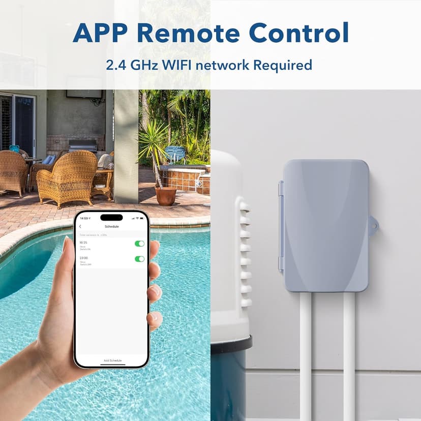 BN-LINK Pool Pump Timer, Outdoor Indoor Smart Wi-Fi Timer Box, 2HP 40A Max, 120, 240, 277 VAC, for Pool Pump, Water Heater, Fans, SPA, APP Remote Control, Compatible with Alexa, Google Assistant