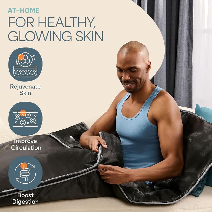 Lifepro Infrared Sauna Blanket – Portable Personal Sauna for Detox & Relaxation – Infrared Blanket with Adjustable Heat (86°F-158°F) & Timer – Waterproof, Sweat-Resistant & Comfortable Fit 5ft × 2.6ft