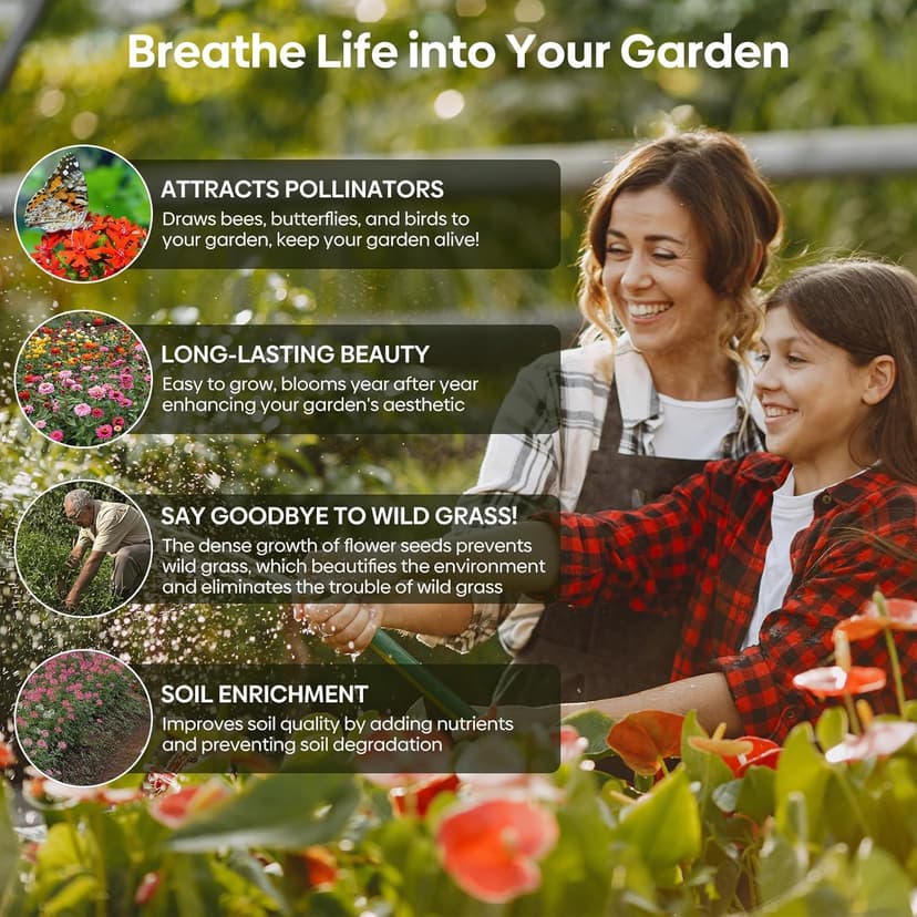 Wildflower Seeds Hummingbird and Butterfly Mix 1 Ounce, No Filler, 24 Varieties Flowers Seeds to Plant Outside, Annual Perennial, Bulk Resealable Package