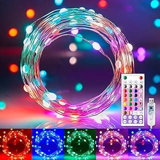 Minetom Fairy Lights Color Changing - 33FT 100 LED String Lights with Remote, 16 Single Colors & 6 Holiday Colors, 12 Modes, USB Fairy Lights for Bedroom, July 4th Light for Indoor Classroom Party