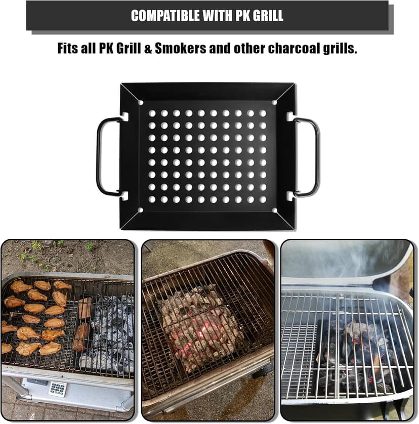 SafBbcue Grill Basket Tray for PK Original and other Charcoal Grills Charcoal Grill Basket Tray for PK Grills BBQ Grill Accessories for PK and Other Charcoal Grills Steel Charcoal Briquette Holder for PK99090