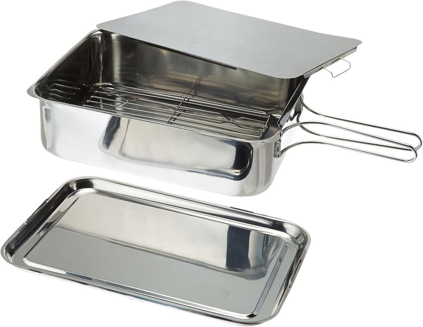 ExcelSteel Stainless Steel Stovetop Smoker, 14 1/2" X 10 1/2" X 4", Silver, Medium