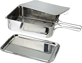 ExcelSteel Stainless Steel Stovetop Smoker, 14 1/2" X 10 1/2" X 4", Silver, Medium