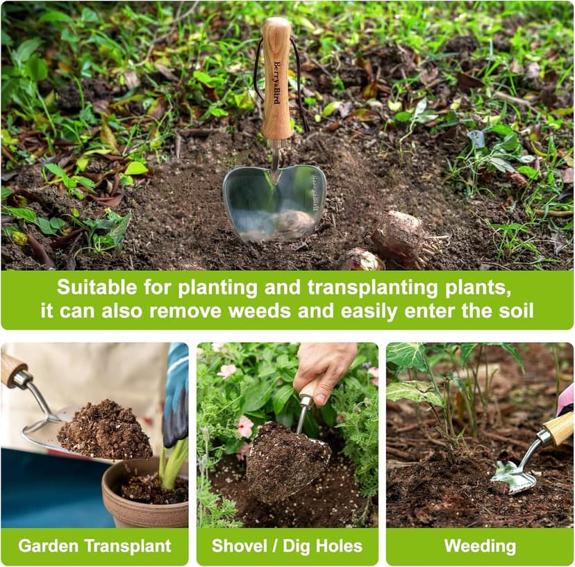 Perennial Trowel, Oversized Garden Potting Trowel with Sharp Blade Wood Hand Shovel, Stainless Steel Planting Trowel Gardening Tool for Roots,Planting,Digging,Transplanting and Cutting
