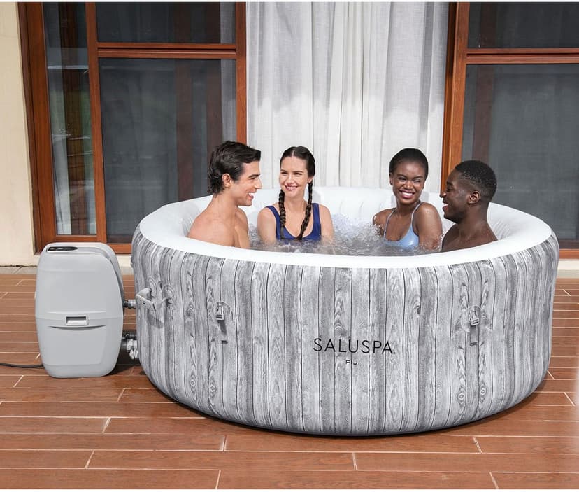 Bestway 2-4 Person SaluSpa Fiji Signature AirJet Inflatable Hot Tub Spa, 71" x 26" Round Portable Spa with 120 Soothing Jets and Insulated Cover