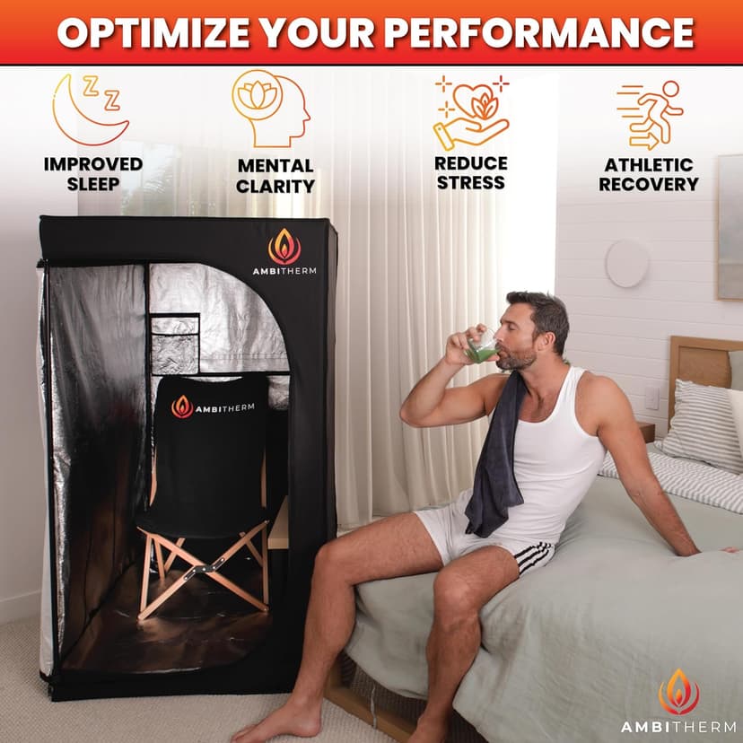 Extra Large Portable Infrared Sauna – Large Sauna Tent, + 50% Legroom, Warm Relaxation with 6 Infrared Panels; Comfortable High-Back Chair and Tablet Holder