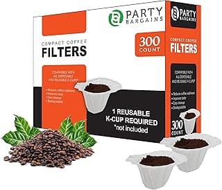 Party Bargains 300 Paper Coffee Filters - Compact Design Single-Use Coffee Filter for Keurig 1.0 & 2.0. Perfect Size and Quantity