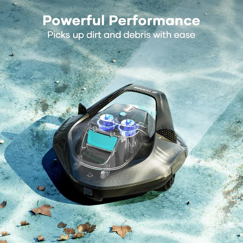 AIPER Cordless Robotic Pool Cleaner, Pool Vacuum with Self-Parking Technology, Portable, Ideal for Above-Ground Flat Pool up to 40 Feet, Grey
