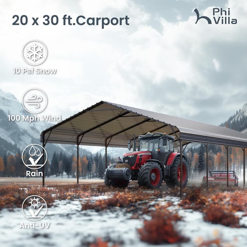 PHI VILLA 20 x 30-ft Carports, Durable Portable Garage Carport Canopy Car Tent