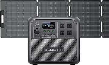BLUETTI AC180 Solar Generator with 200W Solar Panel (Ships Separately), 1152Wh Portable Power Station w/ 4 1800W (2700W Surge) AC Outlets, LiFePO4 Emergency Power for Camping, Off-grid, Power Outage