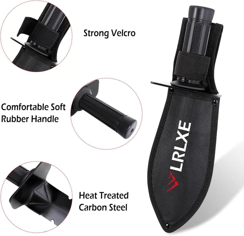 Metal Detector Shovel, LRLXE Sturdy Heavy Duty Double Serrated Edge Digger, Metal Detecting Digging Tool with Sheath for Metal Detection Digging, Garden Accessories for Planting, for Belt Mount