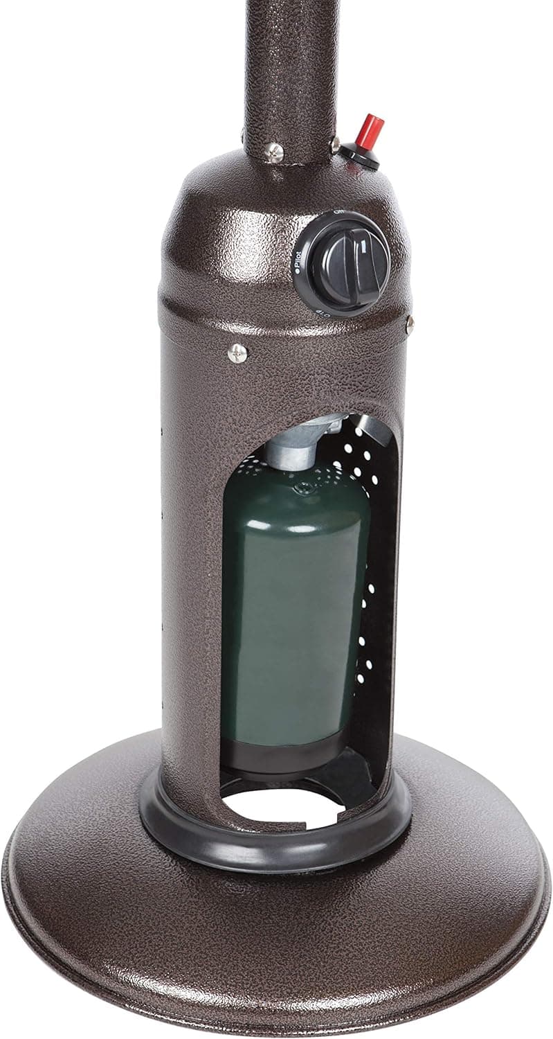Fire Sense 61322 Portable Patio Heater Outdoor Tabletop Lightweight Propane 10,000 BTU Auto-Shutoff Valve ODS Compliant - Hammer Tone Bronze