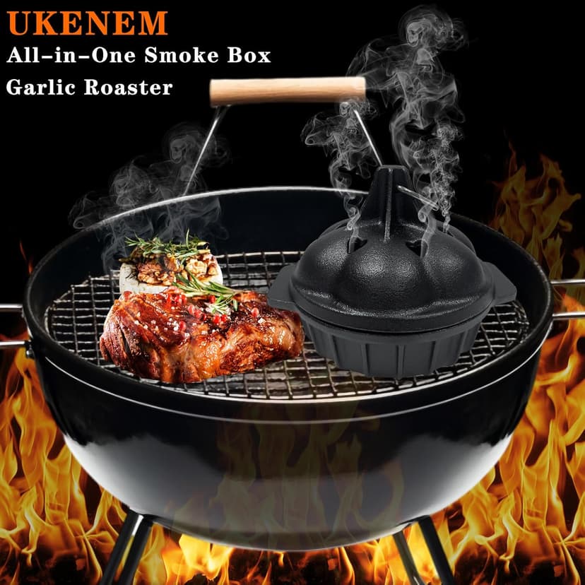 Small Cast Iron Smoker Roaster for Grill & Cast Iron Fish, Sea Turtle, Seahorse, Starfish, Combination Natural Iron Grill-Smokers Garlic Roaster, Enhance The Flavor of Butter Garlic Sauce, Soup