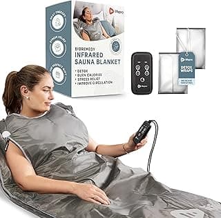 Lifepro BioRemedy Infrared Sauna Blanket - Portable Far Infrared Home Sauna for Detox, Tension, and Relaxation - Adjustable Temperature (86-158°F) - Includes Carry Bag & Detox Wraps