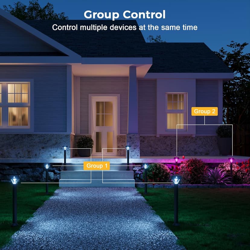 XMCOSY+ Smart Solar Lights Outdoor with Motion Sensor, 150LM APP Control RGBCW Color Changing Solar Garden Lights for Yard Pathway Landscape, Compatible with Alexa, Waterproof, 6 Pack