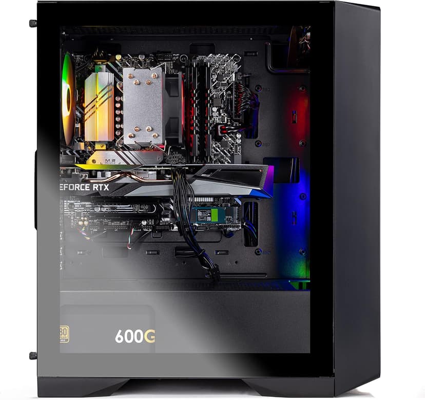 Skytech Nebula Gaming PC Desktop, Ryzen 5 5600 3.5 Ghz (4.4GHz Turbo Boost), NVIDIA RTX 3050 6GB GDDR6, 1TB SSD, 16GB DDR4 RAM 3200, 650W Gold PSU, Wi-Fi, Win 11 Home