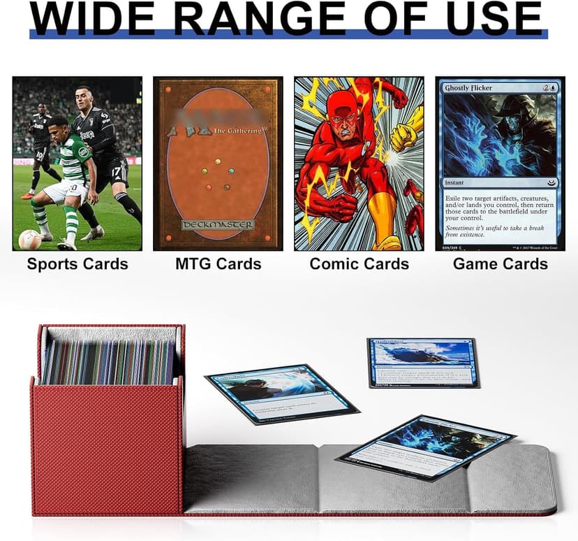 Card Deck Boxs Fit for MTG Deck Box with Black Card Dividers, 4 Pack Horizontal Leather Deck Cards Box for TCG Magic Commander Trading Card Decks Storage Box