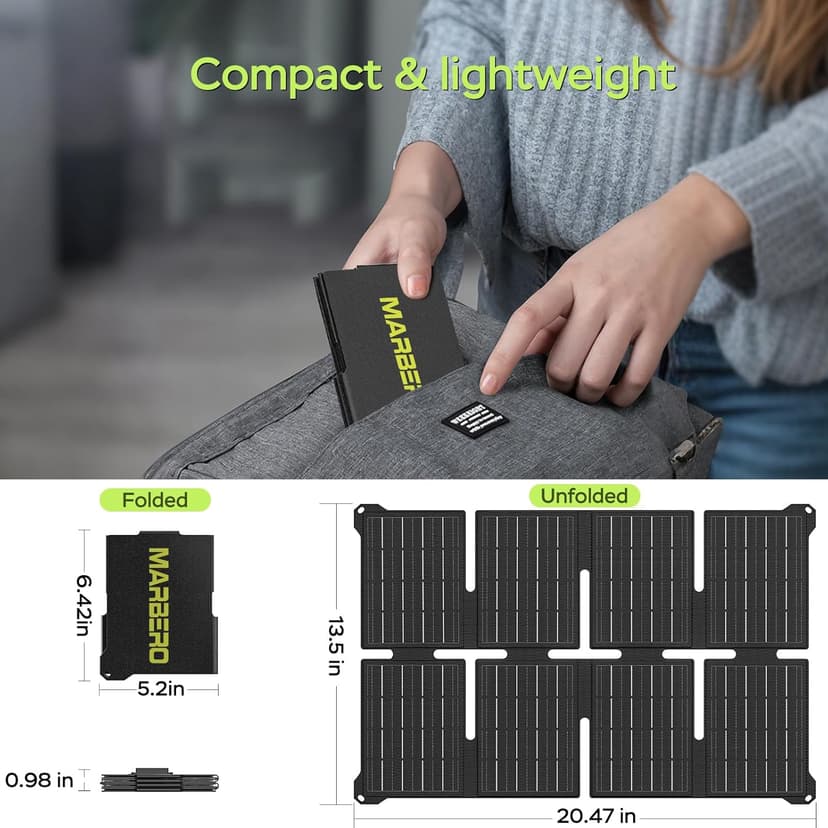 MARBERO 80W Solar Powered Generator with Panels 25W Included, 88.8Wh Lithium Battery Portable Power Station with AC Outlet 120W Peak Fast Charging 110V for Camping Outdoor Home Backup Backup RVs