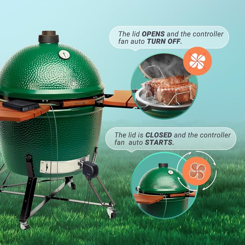 Wi-Fi & Bluetooth BBQ Smoker Temperature Controller with Automatic Smoker Fan, INKBIRD ISC-027BW Grill Thermometer with 4 Probes for Big Green Egg, Kamado Joe, Primo, Vision Grill, Akorn Kamado, Weber