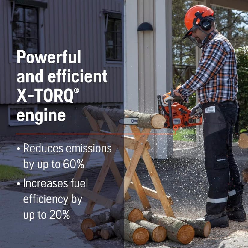 Husqvarna 120 Mark III Gas Chainsaw, 38-cc, 2-Cycle X-Torq Engine, 14 Inch Chainsaw with Automatic Oiler, For Wood Cutting and Tree Pruning, 970739614