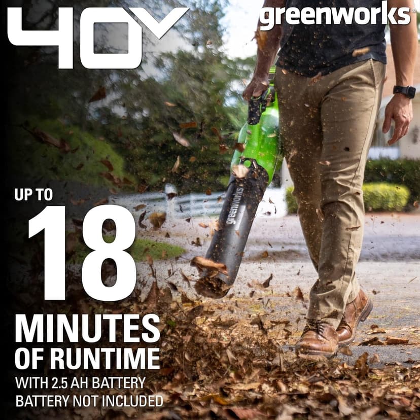 Greenworks 40V 21" Self-Propelled Lawn Mower,Axial Leaf Blower(500 CFM / 120 MPH),13" String Trimmer with 2 Batteries(5Ah+2Ah) & Chargers