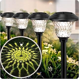 Beau Jardin 8 Pack Solar Pathway Lights Outdoor Solar Powered Lights Waterproof Glass High Lumen for Garden Landscape Path Yard Walkway Patio Driveway Outside Colored Color Changing White Black