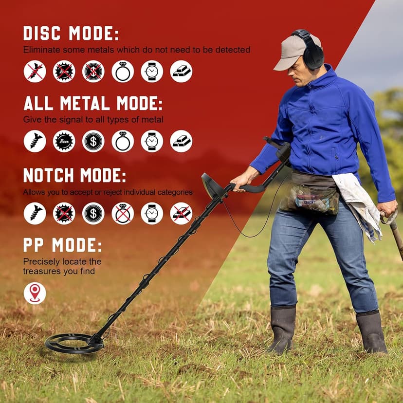 Metal Detector for Adults, Professional Higher Accuracy and Sensitivity, IP68 Waterproof Metals Gold Detector with LCD Display, 4 Modes, Upgraded DSP Chip 12.8” Detection Depth Metal Detectors