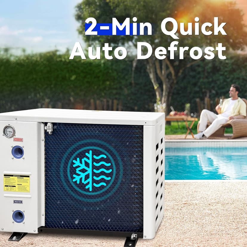 Aquastrong 35,000 BTU Inverter Swimming Pool Heat Pump, 9,000 Gallons Electric Pool Heater for Above Ground and Inground Pool, WiFi Capable Timer, Heating and Cooling Pool Heater 120V