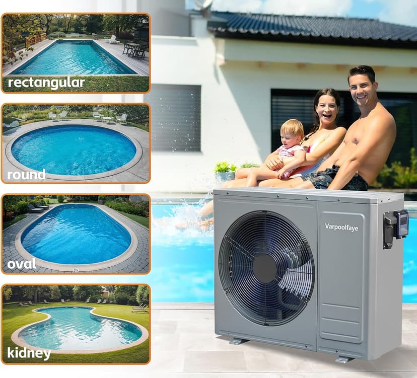 35100 BTU Above Ground Pool Heater 10000 Gallon Swimming Pool Heater Pump Heating or Cooling Electric Pool Heater For Inground Pool WiFi Control Schedule 220V 60HZ