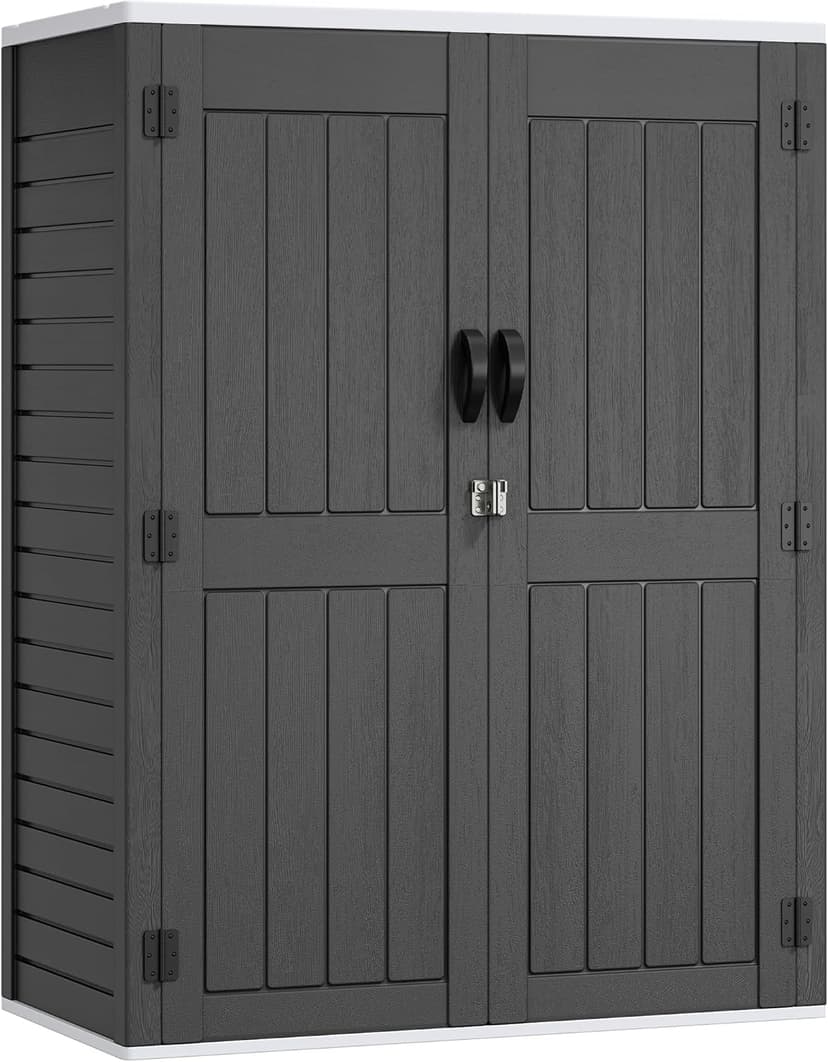 YITAHOME 59 cuft Outdoor Vertical Storage Shed, Tall Storage Shed Outdoor w/o Shelf, Outdoor Waterproof Storage Cabinet for Garage, Pool Storage, Garden Shed Outdoor Storage, Dark Gray